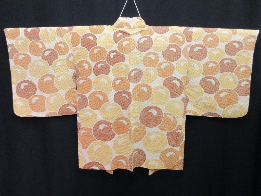 Haori Jacket Vintage(1950-1980) Yellow Brown Full Shibori Manjyugiku Silk #8097A2