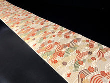 Load image into Gallery viewer, Fukuro Obi Gold White Wave Silk BB136W9

