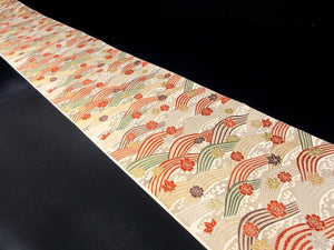 Fukuro Obi Gold White Wave Silk BB136W9