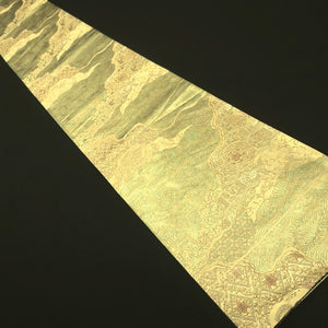 Fukuro Obi Vintage(1950-1980) Gold Flower Crane Birds Michinagadori Silk BB189V1