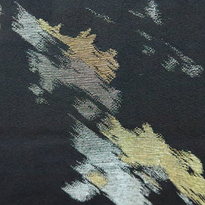 Haori Jacket Vintage(1950-1980) Black Silver Gold Abstract art Silk #9571H3
