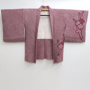 Haori Jacket Vintage(1950-1980) Magenta Full Shibori Plum blossom Silk #9440G3