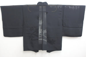 Haori Jacket Vintage(1950-1980) Black See-Through Maple Leaf Silk #8761A1