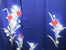 Load image into Gallery viewer, Kimono Dark Blue Flower Tsukesage Tall Silk #8253B5
