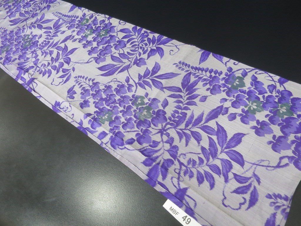 MBFd#49B Silk Kimono Fabric Vintage(1920-1950) Meisen Gray Purple 49.6x13.0in(126x33cm)