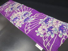 Load image into Gallery viewer, MKF#140 Silk Kimono Fabric Vintage(1920-1950) Meisen Flower Purple 45.3x12.6in(115x32cm)

