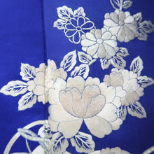 Load image into Gallery viewer, Kimono Blue Fully Embroidered Chrysanthemum Peony Silk #9362F5
