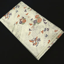 Load image into Gallery viewer, Fukuro Obi Silver Butterfly Peony Silk BB243V4
