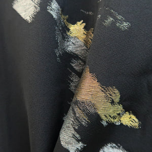 Haori Jacket Vintage(1950-1980) Black Silver Gold Abstract art Silk #9571H3