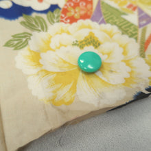 Load image into Gallery viewer, KK1358B7 Silk Kimono Fabric Vintage(1920-1950) Chrysanthemum Blue Black 49.2x27.6in(125x70cm)
