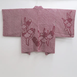 Haori Jacket Vintage(1950-1980) Magenta Full Shibori Plum blossom Silk #9440G3