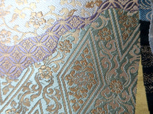 Load image into Gallery viewer, Fukuro Obi Vintage(1950-1980) Light Yellow brown Gold Black Crane Birds Silk BB96W6
