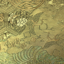 Load image into Gallery viewer, Fukuro Obi Vintage(1950-1980) Gold Flower Crane Birds Michinagadori Silk BB189V1
