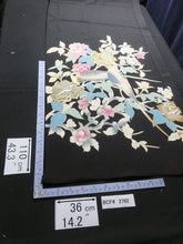 Load image into Gallery viewer, BCF#2762 Silk Tomesode Fabric Vintage(1950-1980) Embroidery Rose Birds Blue Gold Black 110cm (43.3in)
