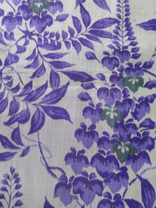 MBFd#49B Silk Kimono Fabric Vintage(1920-1950) Meisen Gray Purple 49.6x13.0in(126x33cm)