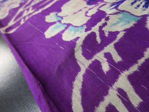 MKF#140 Silk Kimono Fabric Vintage(1920-1950) Meisen Flower Purple 45.3x12.6in(115x32cm)