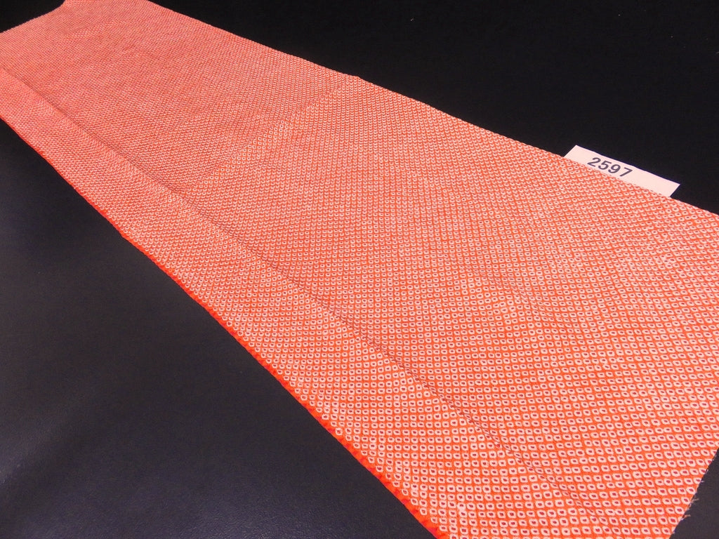 FF2597A Silk Kimono Fabric Vintage(1950-1980) Shibori Red 48.0x12.6in(122x32cm)