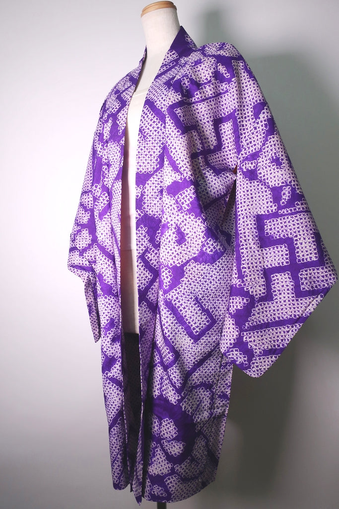 Tradition pattern blocks Shibori Haori Kimono Jacket