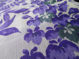MBFd#49B Silk Kimono Fabric Vintage(1920-1950) Meisen Gray Purple 49.6x13.0in(126x33cm)