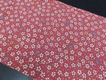 Load image into Gallery viewer, FF2620A Silk Kimono Fabric Vintage(1950-1980) Plum Blossom Reddish Pink 39.0x12.2in(99x31cm)
