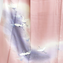 Load image into Gallery viewer, Kimono Pink Hand painted Crane Birds Silk #9088D3
