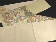 Load image into Gallery viewer, Fukuro Obi Vintage(1950-1980) Gold Beige Chrysanthemum Houmongi Silk BB76W5
