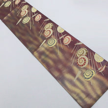 Load image into Gallery viewer, Fukuro Obi Vintage(1950-1980) Wine red Gold Bangasa Umbrella Silk BB179V1

