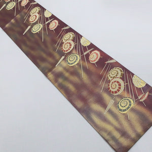 Fukuro Obi Vintage(1950-1980) Wine red Gold Bangasa Umbrella Silk BB179V1