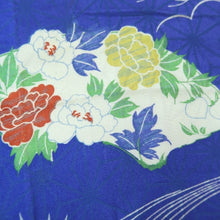 Load image into Gallery viewer, KK1344B6 Silk Kimono Fabric Vintage(1920-1950) Peony Blue 55.9x12.6in(142x32cm)
