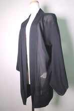 Load image into Gallery viewer, Haori Jacket Vintage(1950-1980) Black See-Through Flower Silk #8762A1
