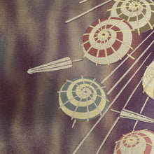Load image into Gallery viewer, Fukuro Obi Vintage(1950-1980) Wine red Gold Bangasa Umbrella Silk BB179V1
