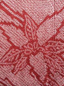 Haori Jacket Vintage(1950-1980) Red Full Shibori Branch Silk #7870L4