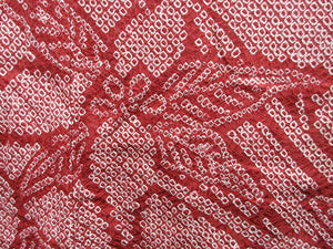 Haori Jacket Vintage(1950-1980) Red Full Shibori Branch Silk #7870L4