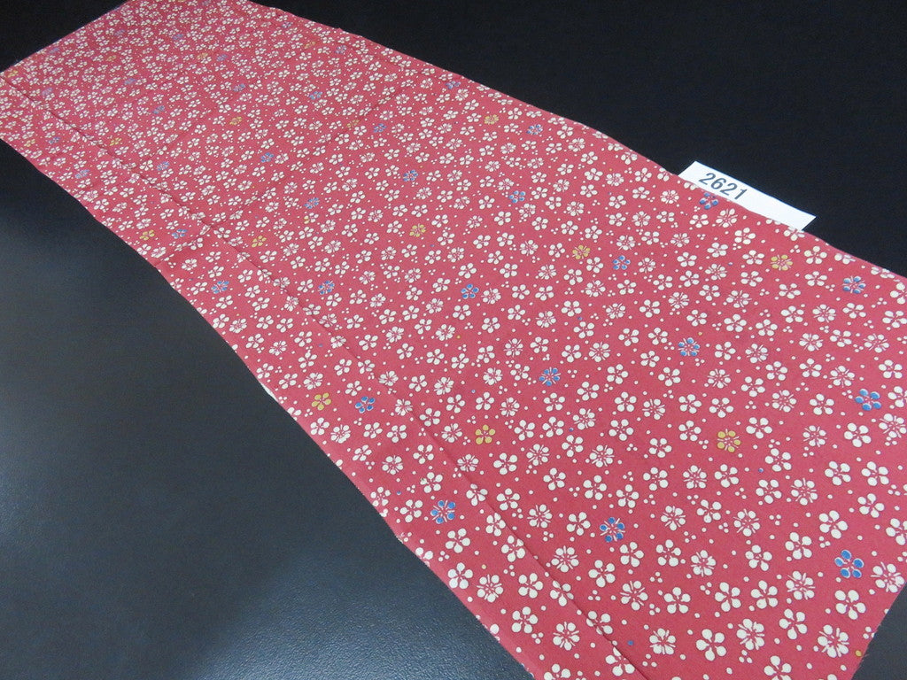 FF2621A Silk Kimono Fabric Vintage(1950-1980) Plum Blossom Reddish Pink 42.5x12.6in(108x32cm)