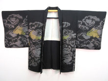 Load image into Gallery viewer, Haori Jacket Vintage(1950-1980) Black Gold Silver Glinting Cloud #134
