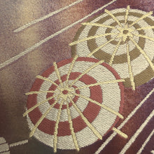 Load image into Gallery viewer, Fukuro Obi Vintage(1950-1980) Wine red Gold Bangasa Umbrella Silk BB179V1
