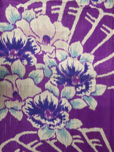 Load image into Gallery viewer, MKF#140 Silk Kimono Fabric Vintage(1920-1950) Meisen Flower Purple 45.3x12.6in(115x32cm)

