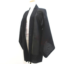Load image into Gallery viewer, Haori Jacket Vintage(1950-1980) Black Wine red See-Through Grass Silk #9031D1
