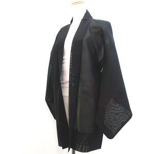 Haori Jacket Vintage(1950-1980) Black Wine red See-Through Grass Silk #9031D1