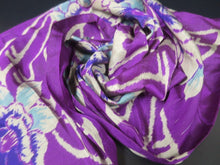 Load image into Gallery viewer, MKF#140 Silk Kimono Fabric Vintage(1920-1950) Meisen Flower Purple 45.3x12.6in(115x32cm)
