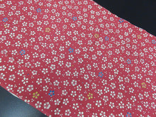 Load image into Gallery viewer, FF2621A Silk Kimono Fabric Vintage(1950-1980) Plum Blossom Reddish Pink 42.5x12.6in(108x32cm)
