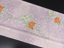 Load image into Gallery viewer, FF2646D Silk Kimono Fabric Vintage(1950-1980) Flower Purple 61.0x13.0in(155x33cm)
