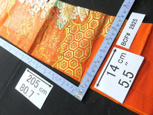 Load image into Gallery viewer, BCF#2825 Silk Kimono Fabric Vintage(1950-1980) Embroidery Orange 205cm (80.7in)
