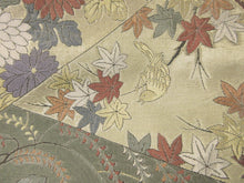 Load image into Gallery viewer, Fukuro Obi Vintage(1950-1980) Gold Beige Chrysanthemum Houmongi Silk BB76W5
