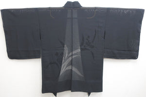 Haori Jacket Vintage(1950-1980) Black See-Through Flower Silk #8762A1