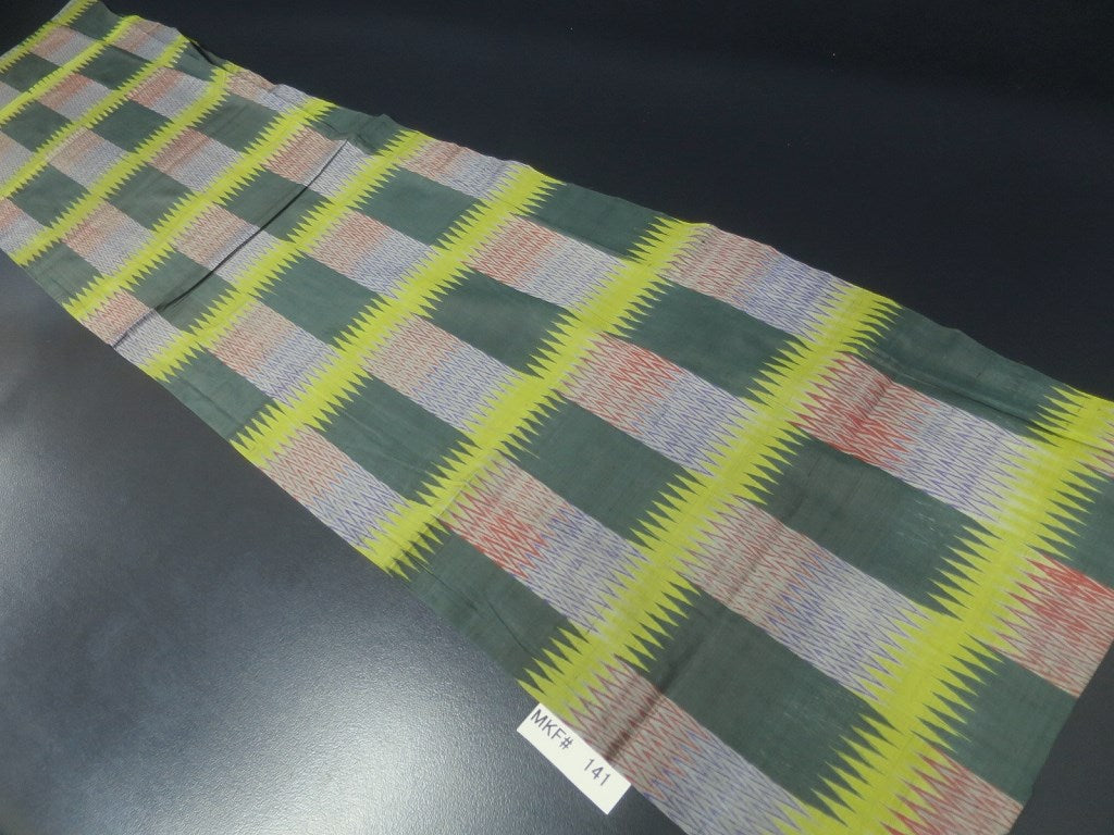 MKF#141 Silk Kimono Fabric Vintage(1920-1950) Meisen Green 54.3x13.0in(138x33cm)