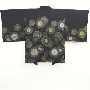 Haori Jacket Vintage(1950-1980) Black Chrysanthemum Silk #9572H3