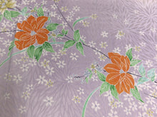 Load image into Gallery viewer, FF2646D Silk Kimono Fabric Vintage(1950-1980) Flower Purple 61.0x13.0in(155x33cm)
