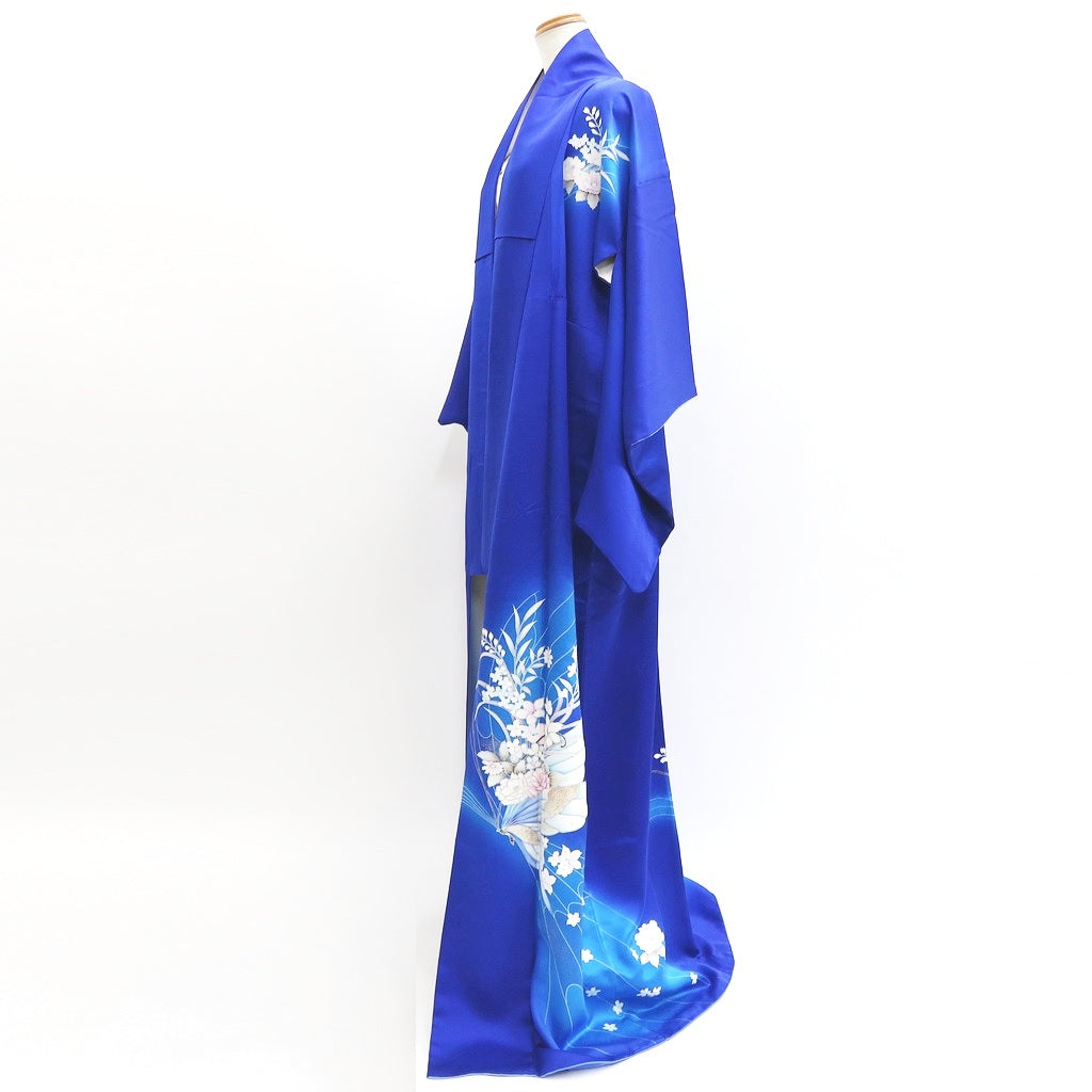 Kimono Blue Butterfly Peony Silk #9331F3