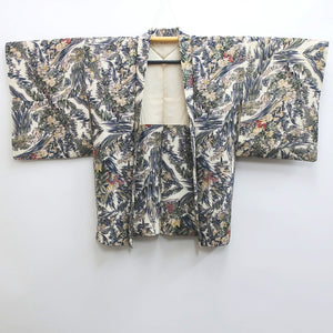 Haori Jacket Vintage(1950-1980) White Flower Silk #9078D2